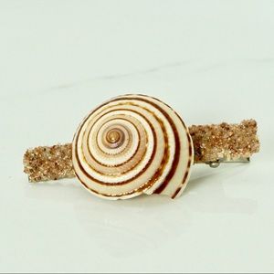 Handmade Sea Shell with sand hair clip.